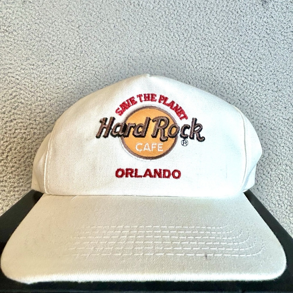 VINTAGE HARD ROCK CAFE HAT CAP STRAP BACK EMBROIDERED ORLANDO MENS USA 90s